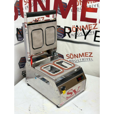 Sönmez Vakum Ft54 Çiftli Tabak Kapatma Makinesi Tabak Yapıştırma Makinesi