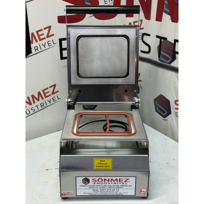 Sönmez Vakum 2 Bölmeli Paslanmaz Manuel Kase Tabak Kapatma Makinesi