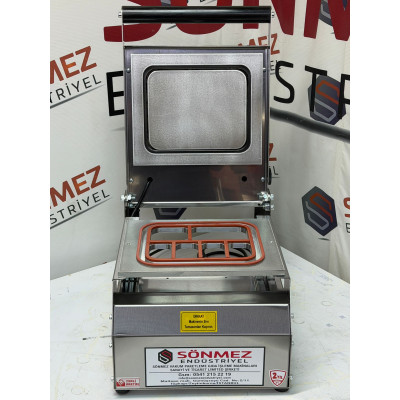Sönmez Vakum 6 Bölmeli Paslanmaz Manuel Kase Tabak Kapatma Makinesi