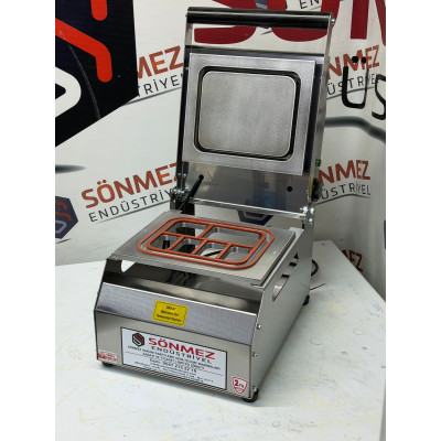 Sönmez Vakum 6 Bölmeli Paslanmaz Manuel Kase Tabak Kapatma Makinesi