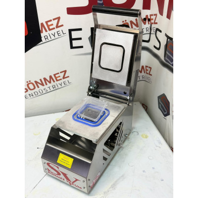 Sönmez Vakum Tekli 110*110 Kare Tatlı Tabağı Kapatma Makinesi