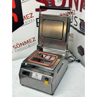 Sönmez Vakum 6 Bölmeli Paslanmaz Manuel Kase Kapatma Makinesi